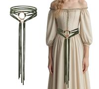 Abeillo Langer Seilgürtel, Mittelalterlicher Wikinger-Troll-Kreuzgürtel für Frauen, Ren Faire-Gürtel, Hexen-Seilgürtel, mittelalterliche Accessoires für Frauen(Grün)
