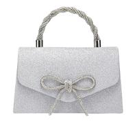 Abend-Clutch for Damen, glitzernde Schleife, elegante Abend-Clutch, einfarbig, glitzernde Strass-Tasche mit Henkel oben for Mi