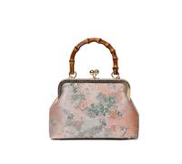 Abend-Clutch for Damen, Satin, chinesischer Stil, bedruckt, Kiss Lock, Umhängetaschen mit Kettenriemen, Handtasche for Reisen, Einkaufen, Arbeit, Dating (Rosa)