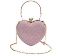 Abend-Clutches in Herzform, mit Kettenriemen, Schultertasche, trendig, Clutches, Handtasche, stilvolle Abendtasche für Damen und Mädchen, rose