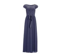 Abendkleid aus Chiffon mit paillettenbesetztem Spitzenoberteil Blau 46