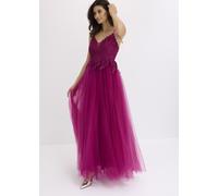 Abendkleid BONPRIX, Damen, Gr. 44, N-Gr, fuchsia, Web, Obermaterial: 100% Polyester. Futter: 100% Polyester. Spitze: 100% Polyester, festlich, figurbetont, Kleider Abendkleid, für festliche Anlässe, a