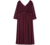 Abendkleid mit Oberteil aus floraler Spitze, burgund, Gr.50