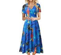 Abendkleid Damen, Damen Sommerkleider Sexy TräGerloses Schulterfreies Blumendruck Kleid Taillenkleid Strandkleid Lässige Kurzes Kleid Loose RüSchen Minikleid Mini Blumenkleid Kleid Für Frauen
