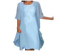Abendkleid Damen Elegant Brautmutterkleider Zweiteiler Abendkleider Set Kleider Ärmellos Ballkleid + Chiffon Cardigan Jacke Knielang Cocktailkleid Abiballkleid Brautmutter Anzug