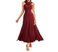 Abendkleid Damen Elegantes Einfarbige Maxikleid überkreuztem Korsett Cocktailkleid Fließendes Plisseekleid Ballkleid mit Rüschensaum Knöchellang Wickel Partykleid Etuikleid Brautjungfernkleider