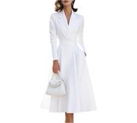 Abendkleid Damen Lang A Linie Etuikleid Damen Elegant Für Hochzeit Kleid Winter Langarm Business Cocktailkleid Hochzeitsgast Herbstkleid Midi V Ausschnitt Kleider Festlich Winterkleid Maxi