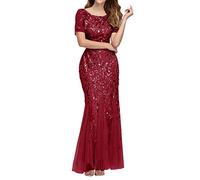 Abendkleid Damen Lang Abendkleid Damen 1920er Jahre Great Gatsby Kleid Damen Hochzeitskleid mit Pailletten Quaste Partykleid V-Ausschnitt Ärmellos Gatsby Abendkleid Festlich Ballkleid mit Quaste