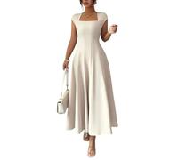Abendkleid Damen Lang Abendkleider Elegant Rockabilly Kleid Abendkleid Midi Figurbetontes Kleid A Linie Damen Swing Schlankmachende Kleider Sommer Knielang Curvy Abendkleider(Weiß,M)