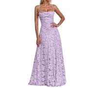 Abendkleid Damen Lang, Brautjungfernkleider mit Floralem Jacquard, Lange Kleider für Hochzeit, Elegantes Spaghettiträger Ballkleid, Langes Kleid für Hochzeitsgast, Abschlusskleid Abiball