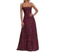 Abendkleid Damen Lang, Brautjungfernkleider mit Floralem Jacquard, Lange Kleider für Hochzeit, Elegantes Spaghettiträger Ballkleid, Langes Kleid für Hochzeitsgast, Abschlusskleid Abiball