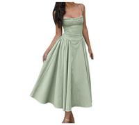 Abendkleid Damen Lang, Trägerkleid Damen Sexy- Sommerkleid Damen Lang Low Cut Spaghettiträger Kleider Elegant Festlich Swing Maxikleid Abendkleider Cocktailkleid Partykleid Freizeitkleid Frauen