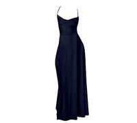 Abendkleid Damen Lange Ballkleider Satin Hochzeitskleid A-Linie Neckholder Spaghetti Brautkleid Kleider Elegant Prinzessin Brautjungfer Kleid mit Bandeau Sexy Wickelkleid Festlich Party Ballkleid