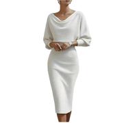 Abendkleid Elegant V-Ausschnitt Tailliertes Einfarbig 3/4-Ärmel Midikleid Damen Freizeit Festlich Hochzeitsgast Etuikleid Bussiness Bleistiftkleid Elegantes Bodycon Freizeitkleid