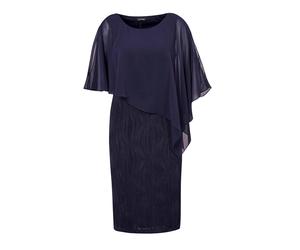 Abendkleid GOLDNER "Festliches Kleid mit feinem Chiffonüberwurf", Damen, Gr. 44, N-Gr, blau (marine), Obermaterial: 92% Polyester PES. 8% Elasthan EL., festlich, Sonstiges, Kleider Abendkleid, Chiffon