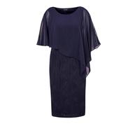 Abendkleid GOLDNER "Kurzgröße Festliches Kleid mit Chiffonüberwurf", Damen, Gr. 24, K-Gr, blau (marine), Obermaterial: 92% Polyester PES. 8% Elasthan EL., festlich, Sonstiges, Kleider Abendkleid, Chif