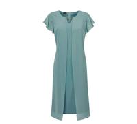 Abendkleid GOLDNER "Kurzgröße Kleid", Damen, Gr. 21, K-Gr, grün (thymian), Obermaterial: 96% Polyester PES. 4% Elasthan EL., festlich, figurumspielend, Halbarm, Kleider Abendkleid, Chiffon (83605304-2