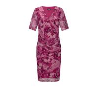 Abendkleid GOLDNER "Kurzgröße Wickelkleid mit Blumenmuster", Damen, Gr. 20, K-Gr, rosa (rosé, gemustert), Obermaterial: 90% Polyester PES. 10% Elasthan EL., V-Ausschnitt, Kleider Abendkleid, Wickelopt