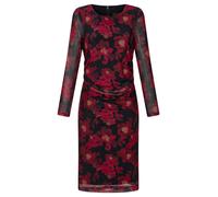 Abendkleid GOLDNER "Printkleid mit Blumenmuster", Damen, Gr. 48, N-Gr, schwarz (schwarz, rot, geblümt), Obermaterial: 90% Polyester PES. 10% Elasthan EL., U-Boot-Ausschnitt, Kleider Abendkleid, geschi