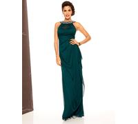 Abendkleid HEINE "Abendkleid", Damen, Gr. 38, Normalgrößen, grün (smaragd), 100% Polyester, unifarben, lang, Rundhals, Kleider Abendkleid (14315564-38) smaragd