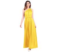 Abendkleid Lang Damen Elegant Sexy Multiway Bandage Rückenfreies Wickelkleid Festlich Hochzeitskleid Brautkleid Brautjungfernkleider Cocktailkleid Weihnachten Silvester Partykleid Ballkleid Gelb XL