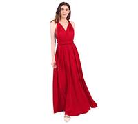 Abendkleid Lang Damen Elegant Sexy Rückenfreies Multiway Bandage Wickelkleid Festlich Hochzeitskleid Brautkleid Brautjungfernkleider Cocktailkleid Weihnachten Silvester Partykleid Ballkleid Rot L