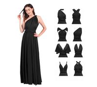 Abendkleid Lang Damen Elegant Sexy Rückenfreies Multiway Bandage Wickelkleid Festlich Hochzeitskleid Brautkleid Brautjungfernkleider Cocktailkleid Weihnachten Silvester Partykleid Ballkleid Schwarz XS
