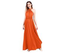 Abendkleid Lang Damen Elegant Sexy Rückenfreies Multiway Bandage Wickelkleid Festlich Hochzeitskleid Brautkleid Brautjungfernkleider Cocktailkleid Weihnachten Silvester Partykleid Ballkleid Orange S