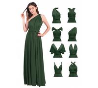 Abendkleid Lang Damen Elegant Sexy Rückenfreies Multiway Wickelkleid Festlich Hochzeitskleid Brautkleid Brautjungfernkleider Cocktailkleid Weihnachten Silvester Partykleid Ballkleid Schwarzgrün XL