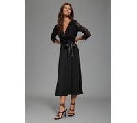 Abendkleid LAURA SCOTT, Damen, Gr. 34, N-Gr, schwarz, Spitze, Obermaterial: 95% Polyester, 5% Elasthan. Spitze: 92% Polyamid, 8% Elasthan, unifarben, figurbetont wadenlang, V-Ausschnitt, Spitze, Kleid