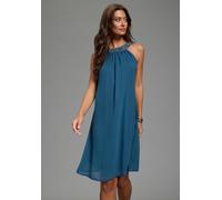 Abendkleid LAURA SCOTT, Damen, Gr. 36, N-Gr, blau (petrol), Georgette, Obermaterial: 100% Polyester. Futter: 100% Polyester, unifarben, lässig geschnitten kniefrei, Rundhals, Kleider Partykleid, für b