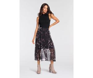 Abendkleid LAURA SCOTT, Damen, Gr. 44, N-Gr, schwarz (schwarz, taupe, brdx), Web, Obermaterial: 95% Viskose, 5% Elasthan. Futter: 100% Polyester. Rock: 100% Polyester, bedruckt, gemustert, mehrfarbig,