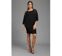 Abendkleid LAURA SCOTT "mit Chiffon", Damen, Gr. 46, N-Gr, schwarz, Milano Rib;Chiffon, Obermaterial: 70% Viskose, 25% Polyester, 5% Elasthan. Bluseneinsatz: 100% Polyester, unifarben, figurbetont kni