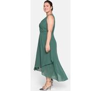 Abendkleid SHEEGO "Abendkleid", Damen, Gr. 52, Normalgrößen, grün (opalgrün), Chiffon, 100% Polyester, unifarben, lang, V-Ausschnitt, Kleider Abendkleid (54042447-52) opalgrün