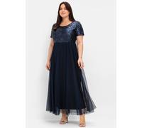 Sheego Abendkleid, mit Pailletten 46, Normalgrößen blau Damen Sommerkleider Kleider 46, Normalgrößen marine