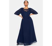Große Größen: Abendkleid aus Chiffon, mit Spitzen-Einsatz, marine, Gr.50