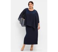 Abendkleid SHEEGO "Große Größen" Gr. 54, Normalgrößen, blau (marine) Damen Kleider Lange im Lagenlook (69018053-54)