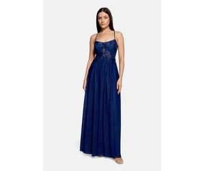 Abendkleid VERA MONT "Damen im Glitzer-Look", Damen, Gr. 42, Normalgrößen, blau (dunkelblau, grau), Stoff, Obermaterial: 100% Polyester. Futter: 100% Polyester, festlich, ausgestellt lang, Rundhals, K