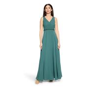 Abendkleid VERA MONT "Damen mit Plissee", Damen, Gr. 38, Normalgrößen, schwarz emerald, Chiffon, Obermaterial: 100% Polyester; Futter: 100% Polyester, festlich, ausgestellt lang, V-Ausschnitt, Kleider
