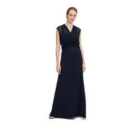 Abendkleid VERA MONT "Damen mit Raffung", Damen, Gr. 38, Normalgrößen, blau (night sky), Obermaterial: 95% Polyester, 5% Elasthan; Futter: 100% Polyester, figurumspielend lang, V-Ausschnitt, Kleider A