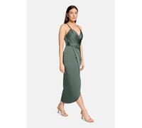 Abendkleid VERA MONT "Damen mit Raffung", Damen, Gr. 42, Normalgrößen, evening grün, Satin, Obermaterial: 100% Polyester. Futter: 95% Polyester, 5% Elasthan, figurbetont lang, V-Ausschnitt, Kleider Ab