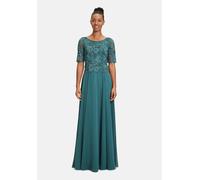 Abendkleid VERA MONT "Vera Mont Abendkleid mit Spitze", Damen, Gr. 40, Normalgrößen, grün (schwarz emerald), Chiffon, Spitze, Obermaterial: 100% Polyester. Futter: 100% Polyester., feminin, ausgestell