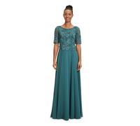 Abendkleid VERA MONT "Vera Mont Abendkleid mit Spitze", Damen, Gr. 50, Normalgrößen, grün (schwarz emerald), Chiffon, Spitze, Obermaterial: 100% Polyester. Futter: 100% Polyester., feminin, ausgestell