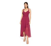 Abendkleid VERA MONT "Damen mit Volant", Damen, Gr. 34, Normalgrößen, schwarz fuchsia, Chiffon, Obermaterial: 100% Polyester. Futter: 100% Polyester, A-Linie lang, V-Ausschnitt, Kleider Abendkleid, Wi
