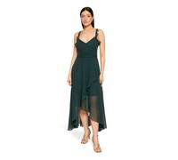 Abendkleid VERA MONT "Damen mit Volant", Damen, Gr. 38, Normalgrößen, dusty slate, Chiffon, Obermaterial: 100% Polyester. Futter: 100% Polyester, A-Linie lang, V-Ausschnitt, Kleider Abendkleid, Wickel