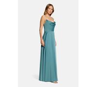 Abendkleid VERA MONT "Damen mit Wasserfallausschnitt", Damen, Gr. 42, Normalgrößen, grün (cloudy sky), Satin, Obermaterial: 97% Polyester, 3% Elasthan. Futter: 100% Polyester, figurumspielend lang, Wa