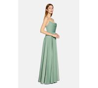 Abendkleid VERA MONT "Damen mit Wasserfallausschnitt", Damen, Gr. 42, Normalgrößen, grün (foggy grün), Satin, Obermaterial: 97% Polyester, 3% Elasthan. Futter: 100% Polyester, figurumspielend lang, Wa