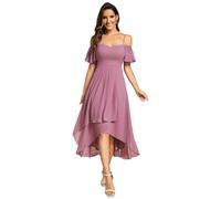 Abendkleider Damen Elegante Sommerkleider Midi A-Linie Kleid Sling Chiffon Hochzeit Gastkleider Brautjungfer Kleider Kurz Orchidee 36