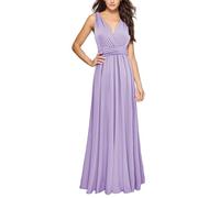 Abendkleider Elegant Für Hochzeit Brautmutter - Ballkleider Damen Lang Satin-Rückenfreies-Kleid Sexy Brautjungfernkleider Multiway Wickelkleid Sommer Hochzeitsgast Kleid Abendkleid/Abschlussballkleid