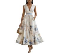 Abendkleider Elegant Für Hochzeit Chiffonkleid Damen Festlich Cocktailkleid Damen Ärmellos A Linie Ballkleider Lang Blumen Kleid Hochzeitsgast Elegante Kleider Sommer Partykleid